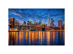 brooklyn bridge skyline night reflection Canvas Print modern city canvas