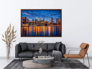 brooklyn bridge skyline night reflection Canvas Print modern city canvas