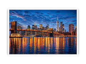 brooklyn bridge skyline night reflection Canvas Print modern city canvas