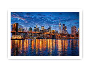 brooklyn bridge skyline night reflection Canvas Print modern city canvas