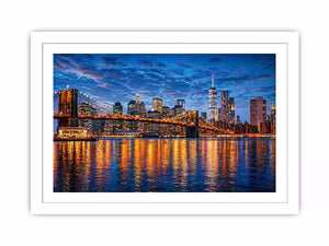 brooklyn bridge skyline night reflection Canvas Print modern city canvas