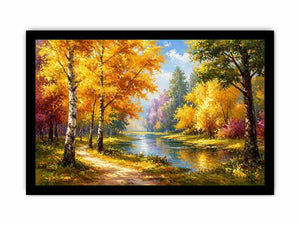 autumn forest river landscape painting impressionist Canvas Print canvas