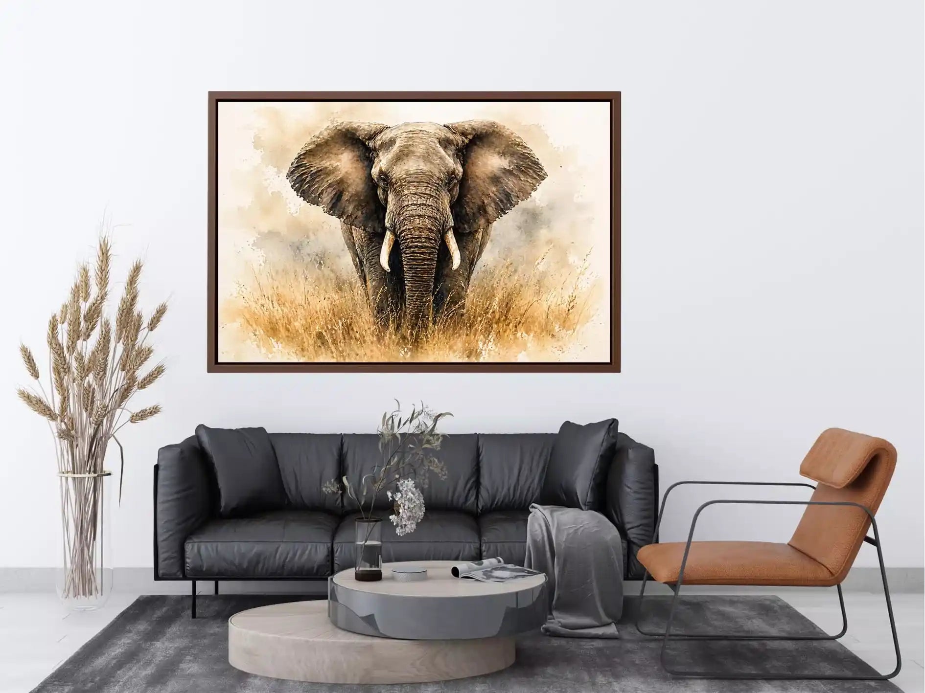 minimal elephant watercolor wildlife Canvas Print neutral safari canvas