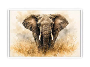 minimal elephant watercolor wildlife Canvas Print neutral safari canvas
