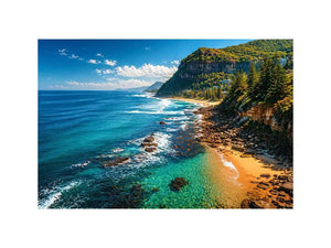 coastal cliff ocean beach landscape Canvas Print blue sea canvas