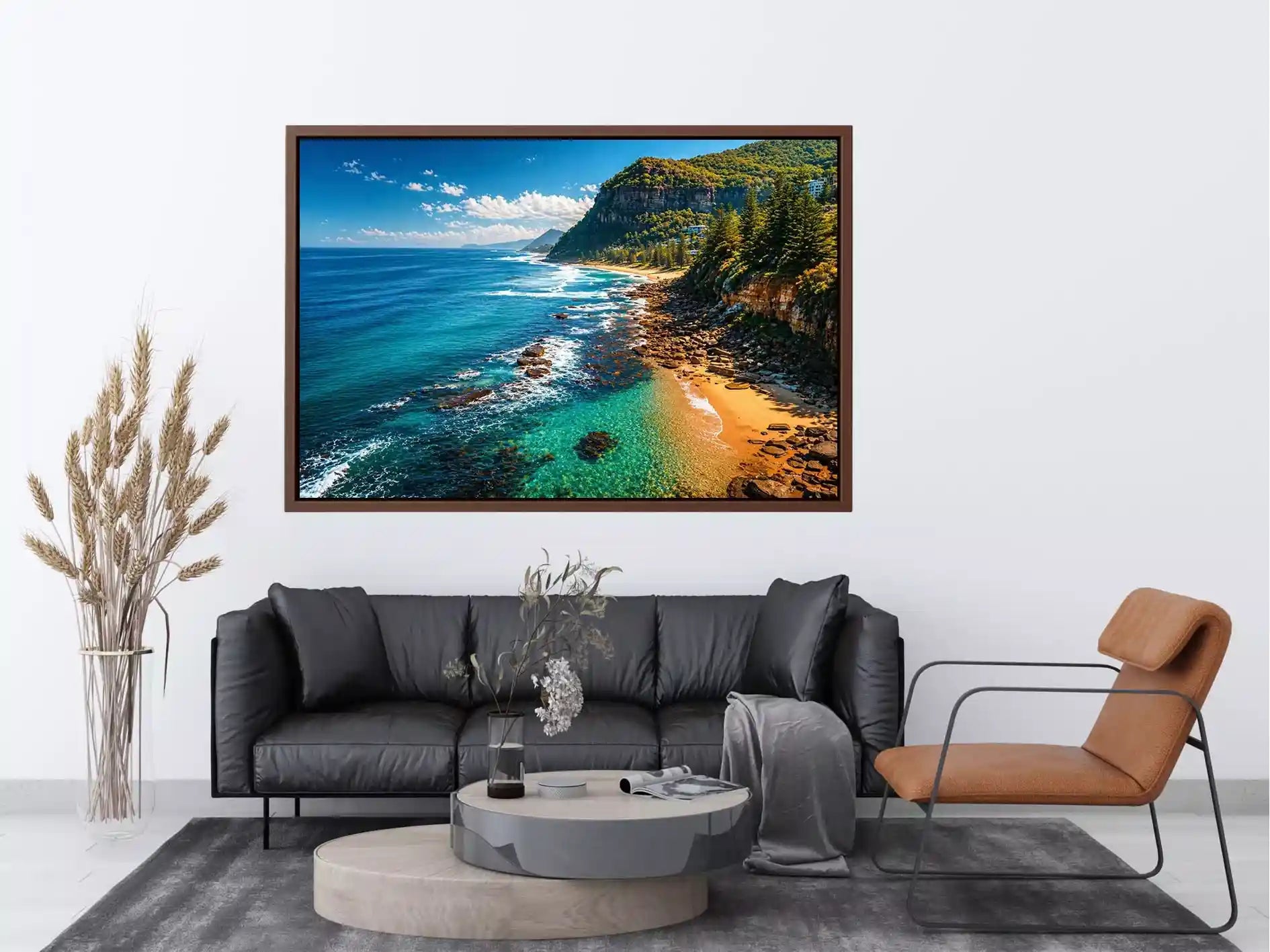 coastal cliff ocean beach landscape Canvas Print blue sea canvas