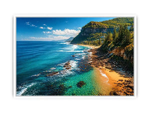 coastal cliff ocean beach landscape Canvas Print blue sea canvas