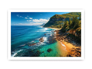 coastal cliff ocean beach landscape Canvas Print blue sea canvas
