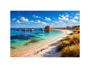 impressionist coastal beach ocean turquoise water Canvas Print canvas