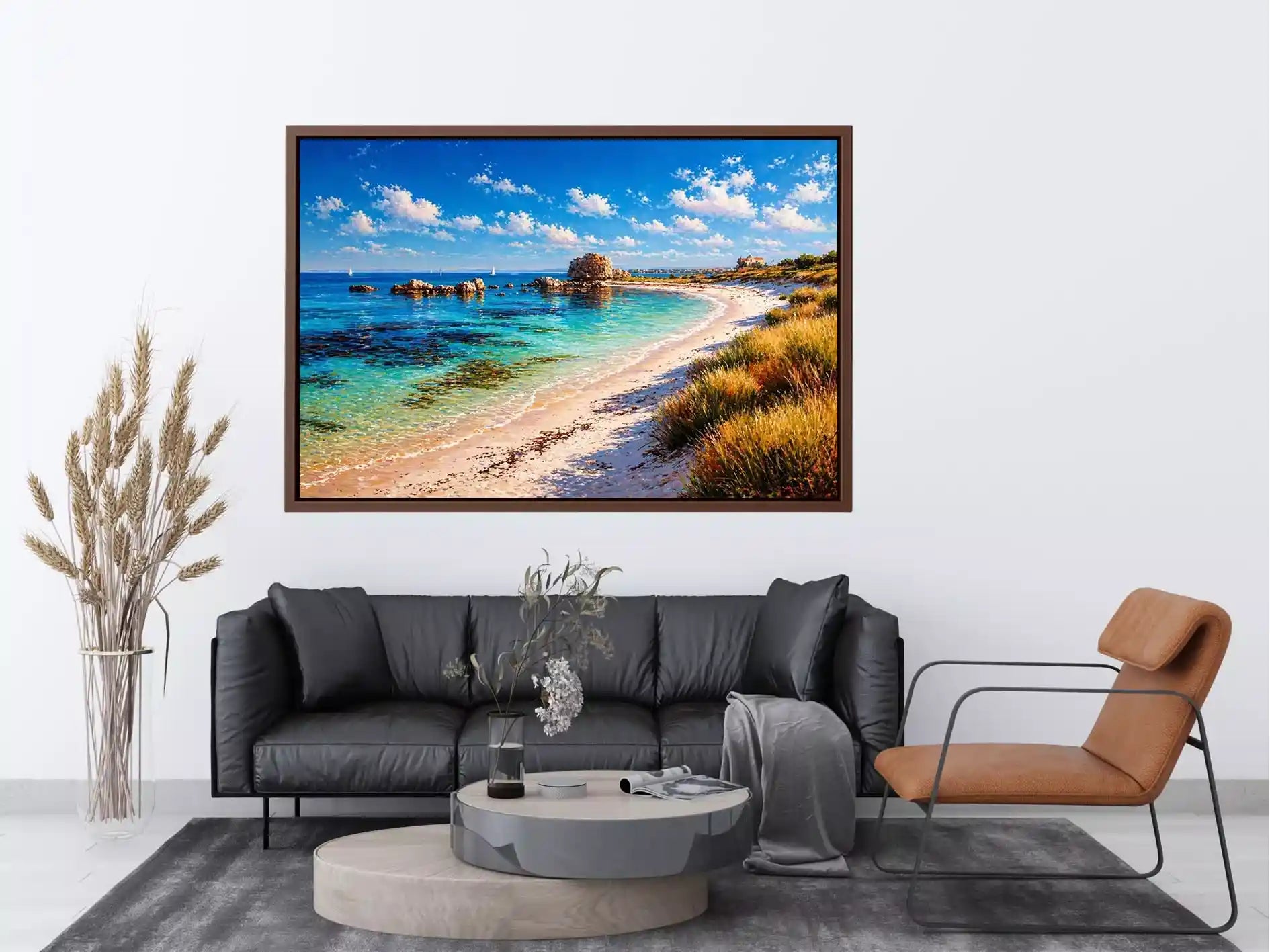 impressionist coastal beach ocean turquoise water Canvas Print canvas