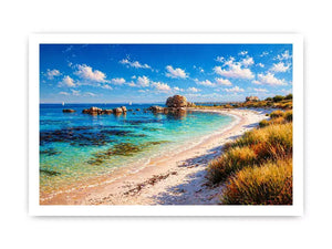 impressionist coastal beach ocean turquoise water Canvas Print canvas