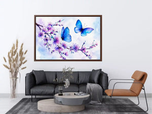 watercolor butterfly floral blossom Canvas Print blue purple canvas