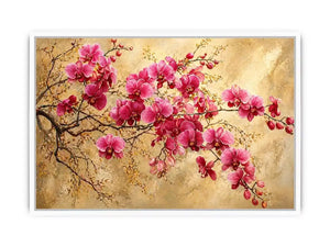 pink orchid floral Canvas Print textured elegant botanical canvas