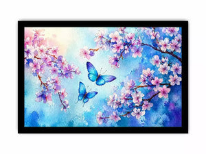 watercolor butterfly floral blossom blue pastel Canvas Print canvas