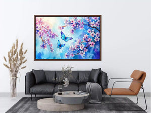 watercolor butterfly floral blossom blue pastel Canvas Print canvas