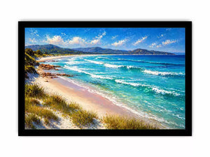 impressionist coastal beach waves turquoise ocean Canvas Print canvas