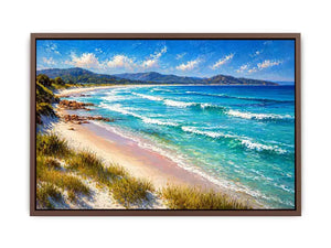 impressionist coastal beach waves turquoise ocean Canvas Print canvas