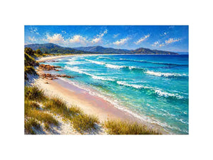 impressionist coastal beach waves turquoise ocean Canvas Print canvas