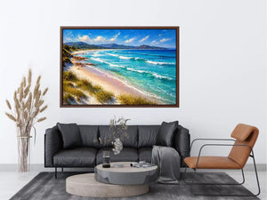 impressionist coastal beach waves turquoise ocean Canvas Print canvas