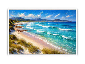 impressionist coastal beach waves turquoise ocean Canvas Print canvas