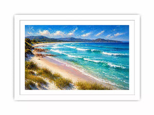 impressionist coastal beach waves turquoise ocean Canvas Print canvas
