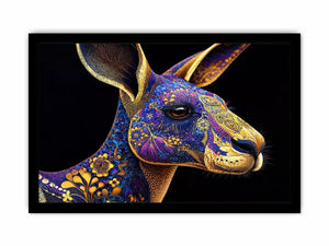 kangaroo Canvas Print luxury animal print, ornate animal portrait canvas, decorative kangaroo artwork gold pattern, modern animal illustration wall decor, detailed wildlife art print