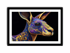 kangaroo Canvas Print luxury animal print, ornate animal portrait canvas, decorative kangaroo artwork gold pattern, modern animal illustration wall decor, detailed wildlife art print