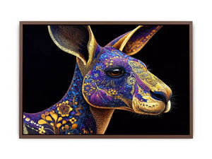 kangaroo Canvas Print luxury animal print, ornate animal portrait canvas, decorative kangaroo artwork gold pattern, modern animal illustration wall decor, detailed wildlife art print
