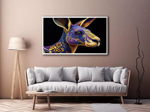 kangaroo Canvas Print luxury animal print, ornate animal portrait canvas, decorative kangaroo artwork gold pattern, modern animal illustration wall decor, detailed wildlife art print