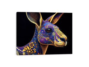 kangaroo Canvas Print luxury animal print, ornate animal portrait canvas, decorative kangaroo artwork gold pattern, modern animal illustration wall decor, detailed wildlife art print