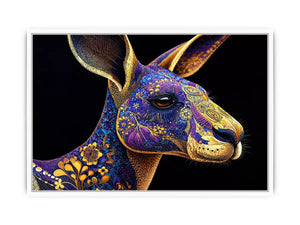 kangaroo Canvas Print luxury animal print, ornate animal portrait canvas, decorative kangaroo artwork gold pattern, modern animal illustration wall decor, detailed wildlife art print