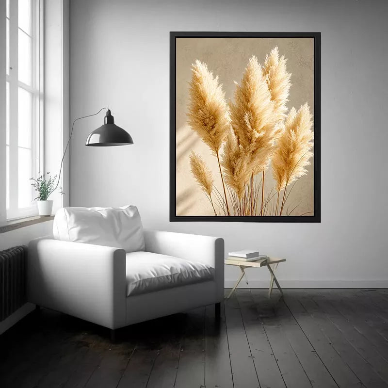 pampas grass Canvas Print neutral decor, minimalist boho pampas canvas, beige botanical Canvas Print print, soft pampas grass decor, neutral aesthetic plant artwork