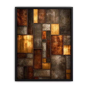 industrial abstract Canvas Print metal texture, geometric rustic panel artwork, modern industrial Canvas Print, metallic abstract wall decor, textured geometric art print