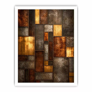 industrial abstract Canvas Print metal texture, geometric rustic panel artwork, modern industrial Canvas Print, metallic abstract wall decor, textured geometric art print