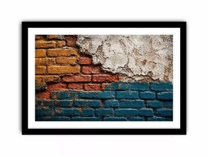 rustic brick Canvas Print texture, urban wall texture Canvas Print, distressed painted brick artwork, industrial wall decor texture, colorful brick abstract art