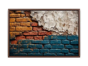 rustic brick Canvas Print texture, urban wall texture Canvas Print, distressed painted brick artwork, industrial wall decor texture, colorful brick abstract art