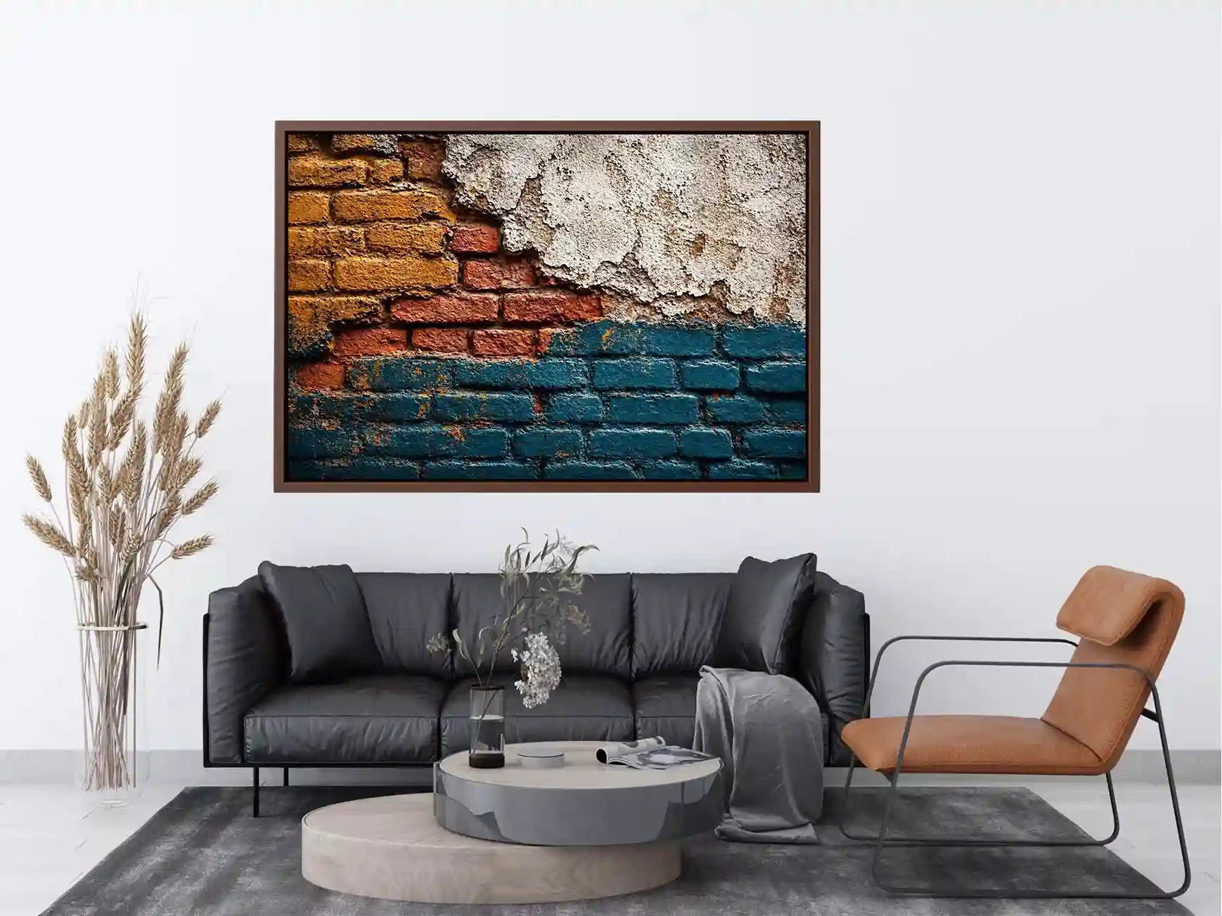 rustic brick Canvas Print texture, urban wall texture Canvas Print, distressed painted brick artwork, industrial wall decor texture, colorful brick abstract art