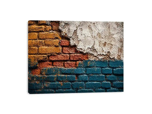 rustic brick Canvas Print texture, urban wall texture Canvas Print, distressed painted brick artwork, industrial wall decor texture, colorful brick abstract art