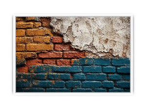 rustic brick Canvas Print texture, urban wall texture Canvas Print, distressed painted brick artwork, industrial wall decor texture, colorful brick abstract art