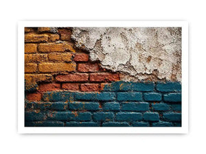 rustic brick Canvas Print texture, urban wall texture Canvas Print, distressed painted brick artwork, industrial wall decor texture, colorful brick abstract art