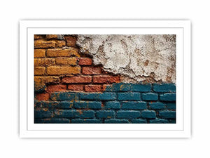 rustic brick Canvas Print texture, urban wall texture Canvas Print, distressed painted brick artwork, industrial wall decor texture, colorful brick abstract art