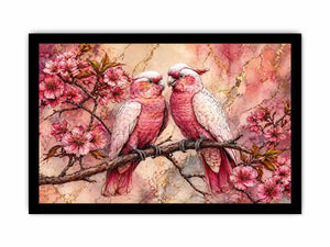 pink parrot Canvas Print watercolor birds, floral bird Canvas Print pink parrots, romantic bird illustration wall decor, botanical parrot painting soft tones