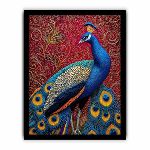 peacock Canvas Print colorful bird painting, royal peacock Canvas Print vibrant feathers, decorative bird artwork modern wall decor, peacock illustration luxury art