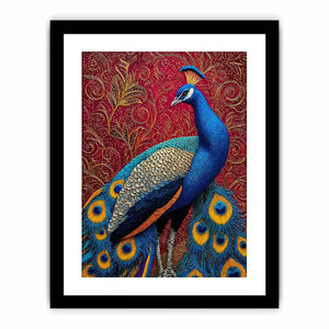 peacock Canvas Print colorful bird painting, royal peacock Canvas Print vibrant feathers, decorative bird artwork modern wall decor, peacock illustration luxury art