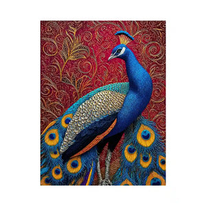 peacock Canvas Print colorful bird painting, royal peacock Canvas Print vibrant feathers, decorative bird artwork modern wall decor, peacock illustration luxury art