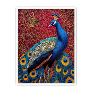 peacock Canvas Print colorful bird painting, royal peacock Canvas Print vibrant feathers, decorative bird artwork modern wall decor, peacock illustration luxury art