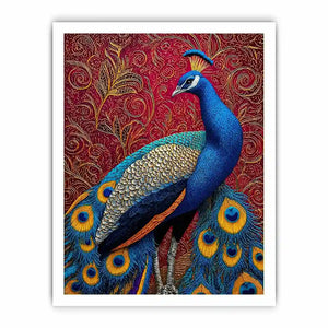 peacock Canvas Print colorful bird painting, royal peacock Canvas Print vibrant feathers, decorative bird artwork modern wall decor, peacock illustration luxury art
