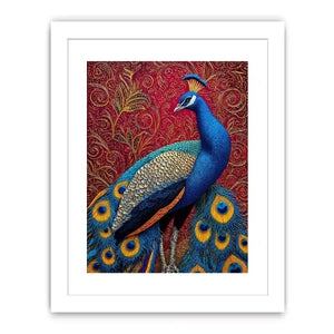 peacock Canvas Print colorful bird painting, royal peacock Canvas Print vibrant feathers, decorative bird artwork modern wall decor, peacock illustration luxury art