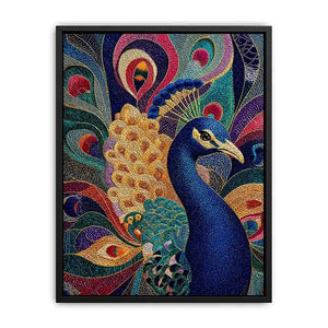 peacock Canvas Print colorful luxury bird canvas, vibrant peacock painting detailed feathers artwork, blue gold peacock canvas modern decor, exotic bird Canvas Print premium textured design