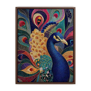peacock Canvas Print colorful luxury bird canvas, vibrant peacock painting detailed feathers artwork, blue gold peacock canvas modern decor, exotic bird Canvas Print premium textured design
